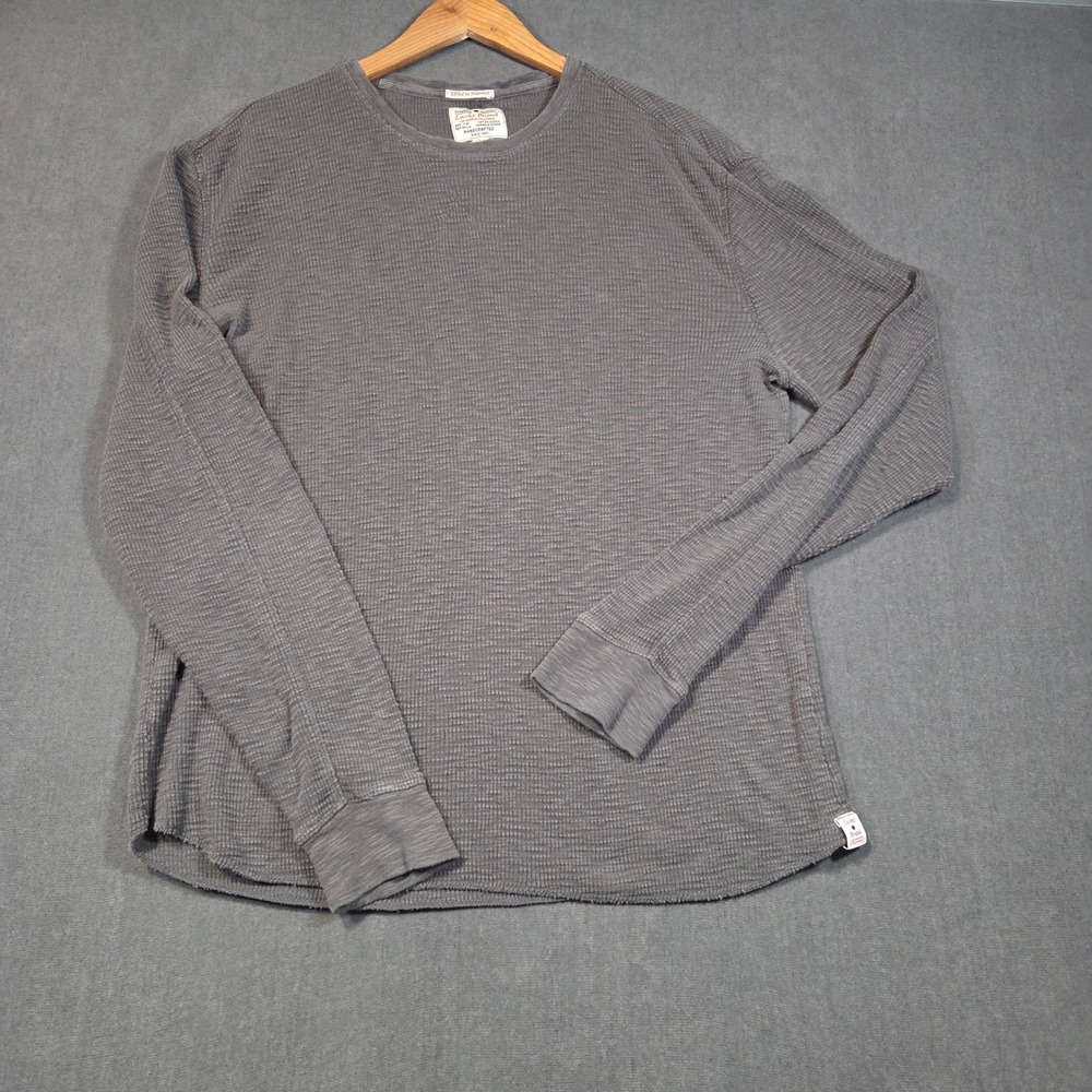 Lucky Brand Thermal Shirt Mens XXL Gray Lived In Waffle Knit Cotton Long Sleeve
